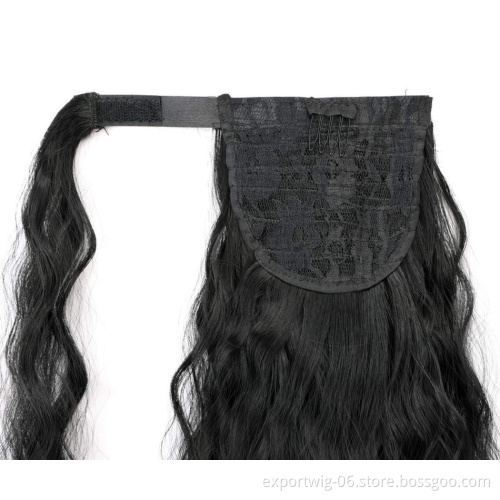 22inch afro wrap ponytail hair extensions long kinky straight yaki clip in hairpiece synthetic hair ponytails